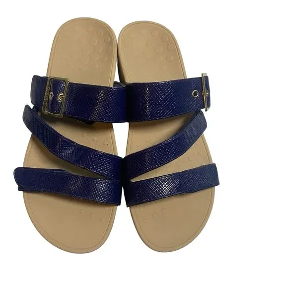 Vionic Rio Platform Sandals Wedge Adjustable Straps Navy Blue Womens Size 10.5 - Picture 4 of 10